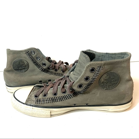Converse John Varvatos Men Size 9.5 Mid Top Stitch Drill Leather Sneaker 150163C